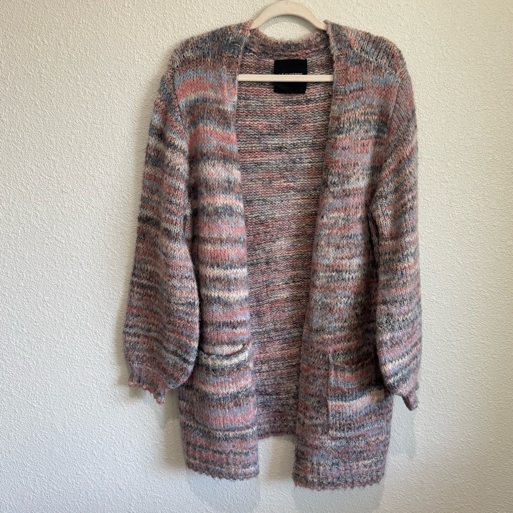 Le‎ Superbe Overcast Cardigan Womens Medium Multicolored Boho Space Dye Knitted